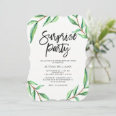Minimalistisches Grün-Blätter auf weißem Einladung (Stehend Vorderseite)