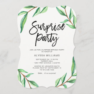 Minimalistisches Grün-Blätter auf weißem Einladung