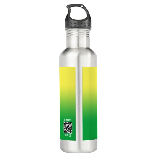 Minimalistisches grün-gelbes Gradient-Elementarlog Edelstahlflasche (Rückseite)