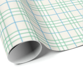 Minimalistisches Grün- und Blau-Gitternetz-Muster- Geschenkpapier