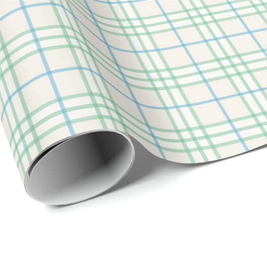 Minimalistisches Grün- und Blau-Gitternetz-Muster- Geschenkpapier (Rolleneckpunkt)