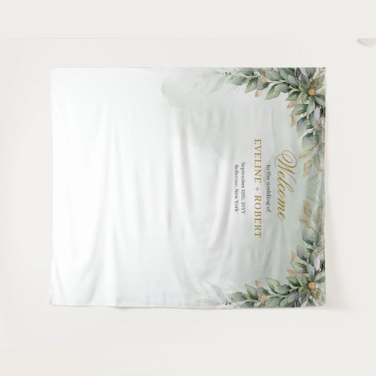 Minimalistisches Grün und Gold Wandteppich (Vorderseite (Horizontal))