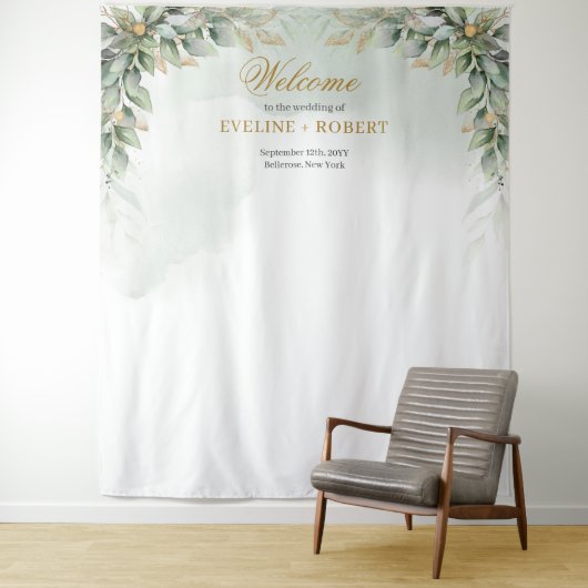 Minimalistisches Grün und Gold Wandteppich (Beispiel)