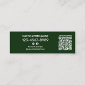 Minimalistisches Grün- und Weiß-Logo CTA QR-Code Mini Visitenkarte (Rückseite)