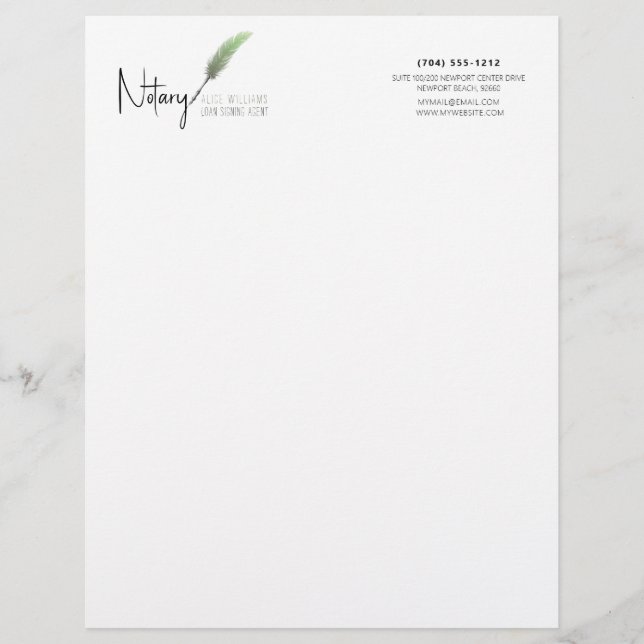 Minimalistisches Grün & Weiß Modernes Notar Briefbogen (Vorderseite)
