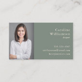 Minimalistisches Grundlagengrün Berufliches Foto Q Visitenkarte (Vorderseite)