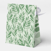 Minimalistisches grünes botanisches Blättermuster Geschenkschachtel (Rückseite)