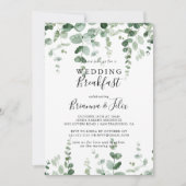 Minimalistisches grünes Eukalyptus-Hochzeitfrühstü Einladung (Vorderseite)