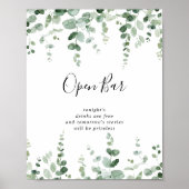 Minimalistisches grünes Eukalyptus Wedding Open Ba Poster (Vorne)