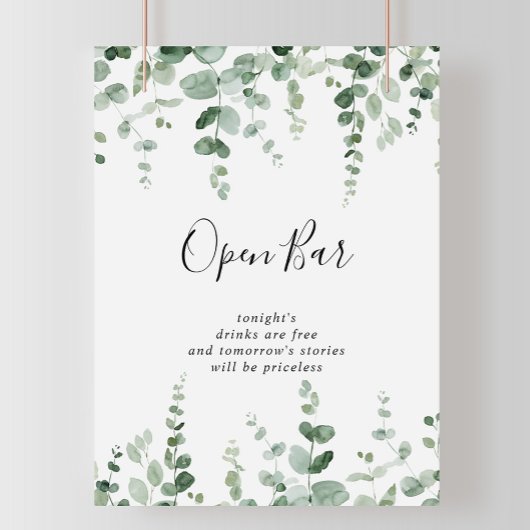 Minimalistisches grünes Eukalyptus Wedding Open Ba Poster