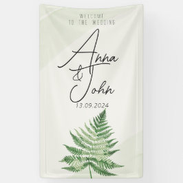 Minimalistisches Grünes Fern-Hochzeitsszeichen Banner