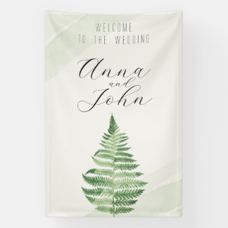 Minimalistisches Grünes Fern-Hochzeitsszeichen Banner