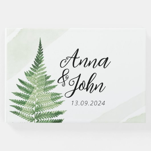 Minimalistisches Grünes Fern-Hochzeitsszeichen Gästebuch (Vorderseite)