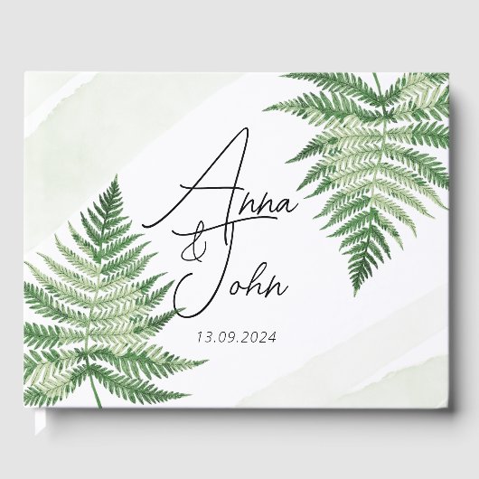Minimalistisches Grünes Fern-Hochzeitsszeichen Gästebuch (Vorderseite)