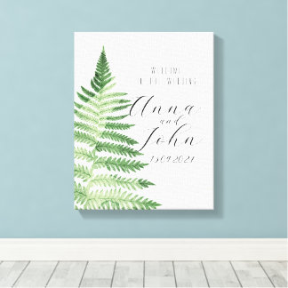 Minimalistisches Grünes Fern-Hochzeitsszeichen Leinwanddruck