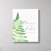 Minimalistisches Grünes Fern-Hochzeitsszeichen Leinwanddruck (Vorderseite)