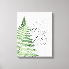 Minimalistisches Grünes Fern-Hochzeitsszeichen Leinwanddruck