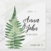 Minimalistisches Grünes Fern-Hochzeitsszeichen Weinetikett (Einzelnes Label)