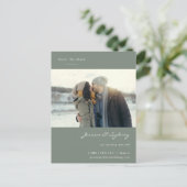 Minimalistisches Grünes Foto der Moderne Save the Postkarte (Stehend Vorderseite)