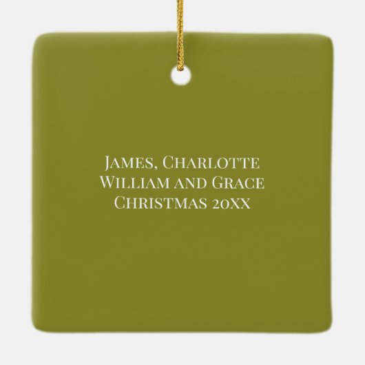 Minimalistisches grünes Foto für Frieden und Freud Keramikornament (Rückseite)