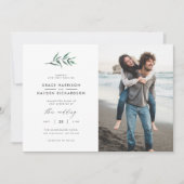 Minimalistisches Grünes Foto für Hochzeiten Einladung (Vorderseite)