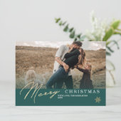 Minimalistisches grünes Foto Weihnachten (Stehend Vorderseite)
