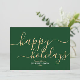 Minimalistisches grünes Happy Holidays Elegante Ty Feiertagskarte