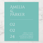 Minimalistisches grünes Hochzeitsweinlabel Weinetikett (Einzelnes Label)