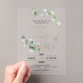 Minimalistisches grünes Leaf Moderne Eukalyptus-Ho Acryleinladungen (Insitu (Handheld))