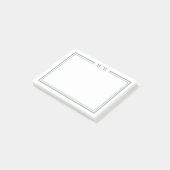 Minimalistisches grünes Monogramm Post-it Klebezettel (angewinkelt)