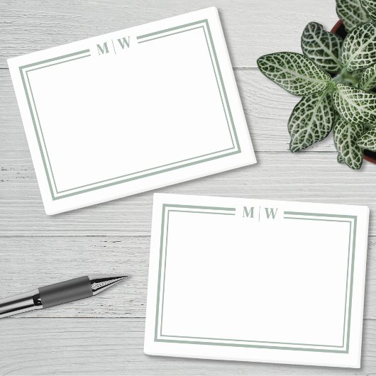 Minimalistisches grünes Monogramm Post-it Klebezettel