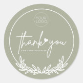 Minimalistisches grünes Olive-Geschäft Danke Custo Runder Aufkleber (Vorderseite)