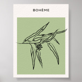 Minimalistisches grünes Poster mit Blätter