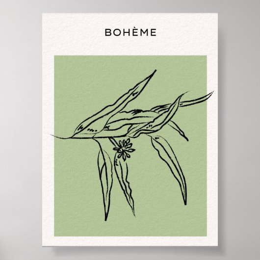 Minimalistisches grünes Poster mit Blätter (Vorne)