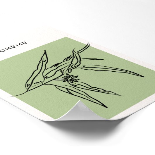 Minimalistisches grünes Poster mit Blätter (Ecke)