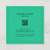 Minimalistisches grünes Tosca Streifen QR Code Bäc Quadratische Visitenkarte (Rückseite)