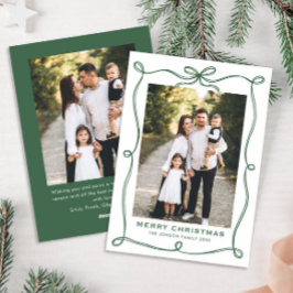 Minimalistisches grünes Weihnachtsbräu Ribbon 2 Fo Feiertagskarte