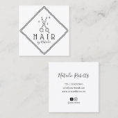 Minimalistisches Haar Stylist Handzeichen Schere L Quadratische Visitenkarte (Vorne/Hinten)
