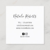 Minimalistisches Haar Stylist Handzeichen Schere L Quadratische Visitenkarte (Rückseite)