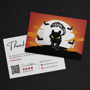 Minimalistisches Halloween-Dankeschön mit schwarze Dankeskarte