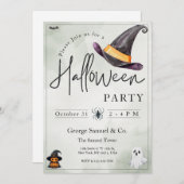 Minimalistisches Halloween Office-Party für kleine Einladung (Vorne/Hinten)