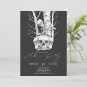 Minimalistisches Halloween Spuk Lächeln Skelett Einladung (Stehend Vorderseite)