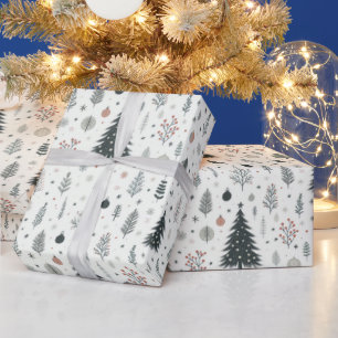 Minimalistisches handgemaltes Baummuster Geschenkpapier