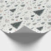 Minimalistisches handgemaltes Baummuster Geschenkpapier (Ecke)