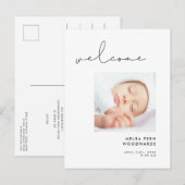 Minimalistisches handgeschriebenes Begrüßungs-Baby Postkarte (Vorne/Hinten)