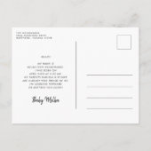 Minimalistisches handgeschriebenes Begrüßungs-Baby Postkarte (Rückseite)