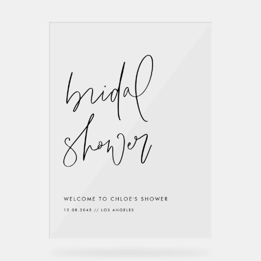 Minimalistisches handgeschriebenes Brautparty Acrylschild (Vorderseite)