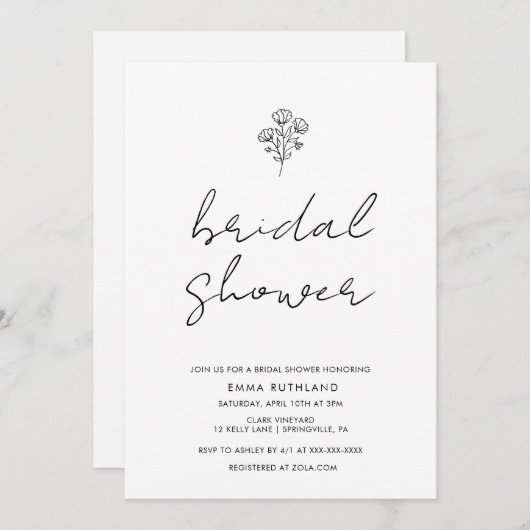 Minimalistisches handgeschriebenes Brautparty Einladung (Vorne/Hinten)