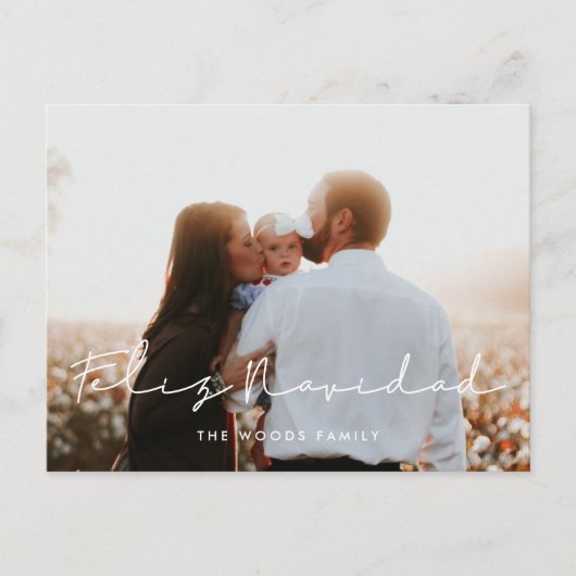 Minimalistisches handgeschriebenes Feliz Navidad F Postkarte (Vorderseite)