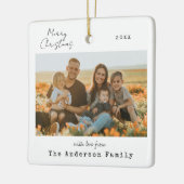 Minimalistisches handgeschriebenes fröhliches Foto Keramikornament (Links)